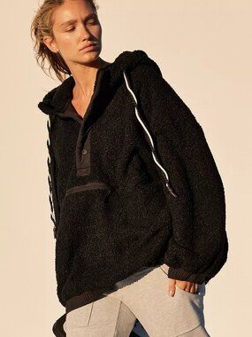 FP Movement by Free People Fuzzy Was She Fleece Pullover - Black - Size XS